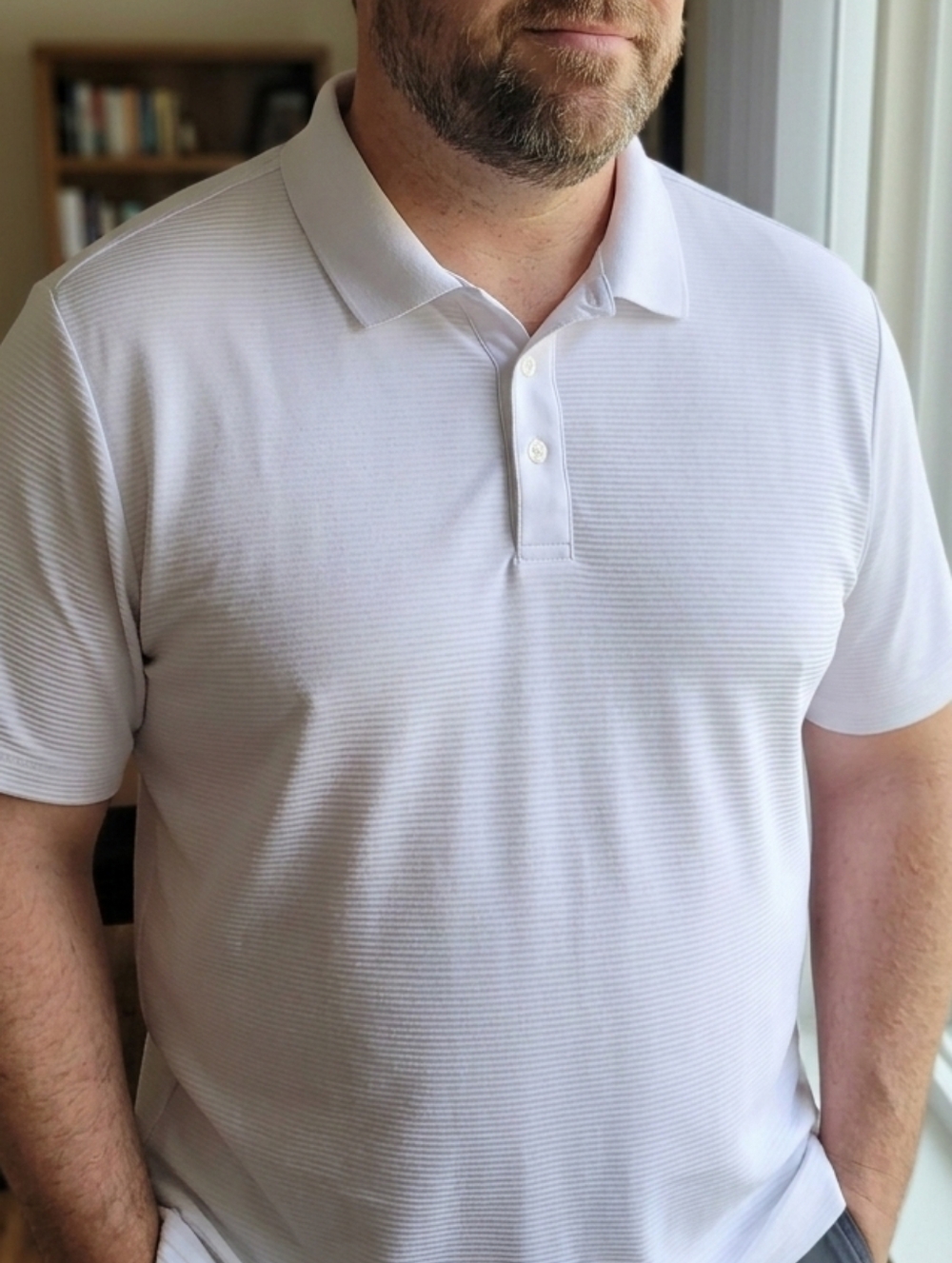Perry Ellis XXL Men’s White Textured Polo Shirt Short Sleeve Performance